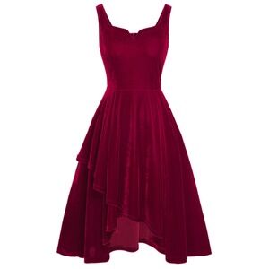 1950's Red Velvet Swing Dress